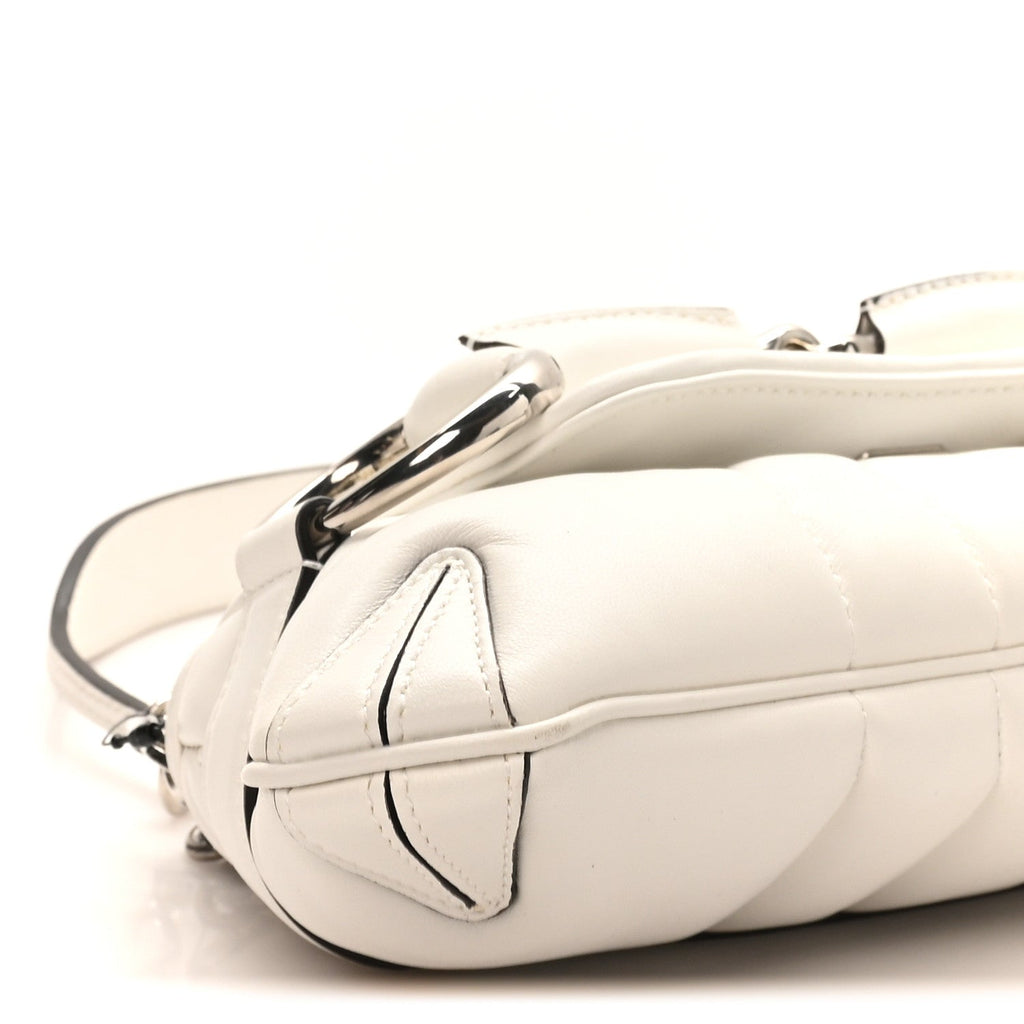 Nappa Vertical Matelasse Small Maxi Horsebit Chain Shoulder Bag Great White