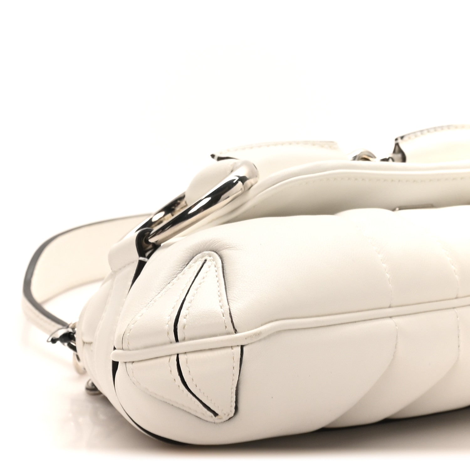 Nappa Vertical Matelasse Small Maxi Horsebit Chain Shoulder Bag Great White