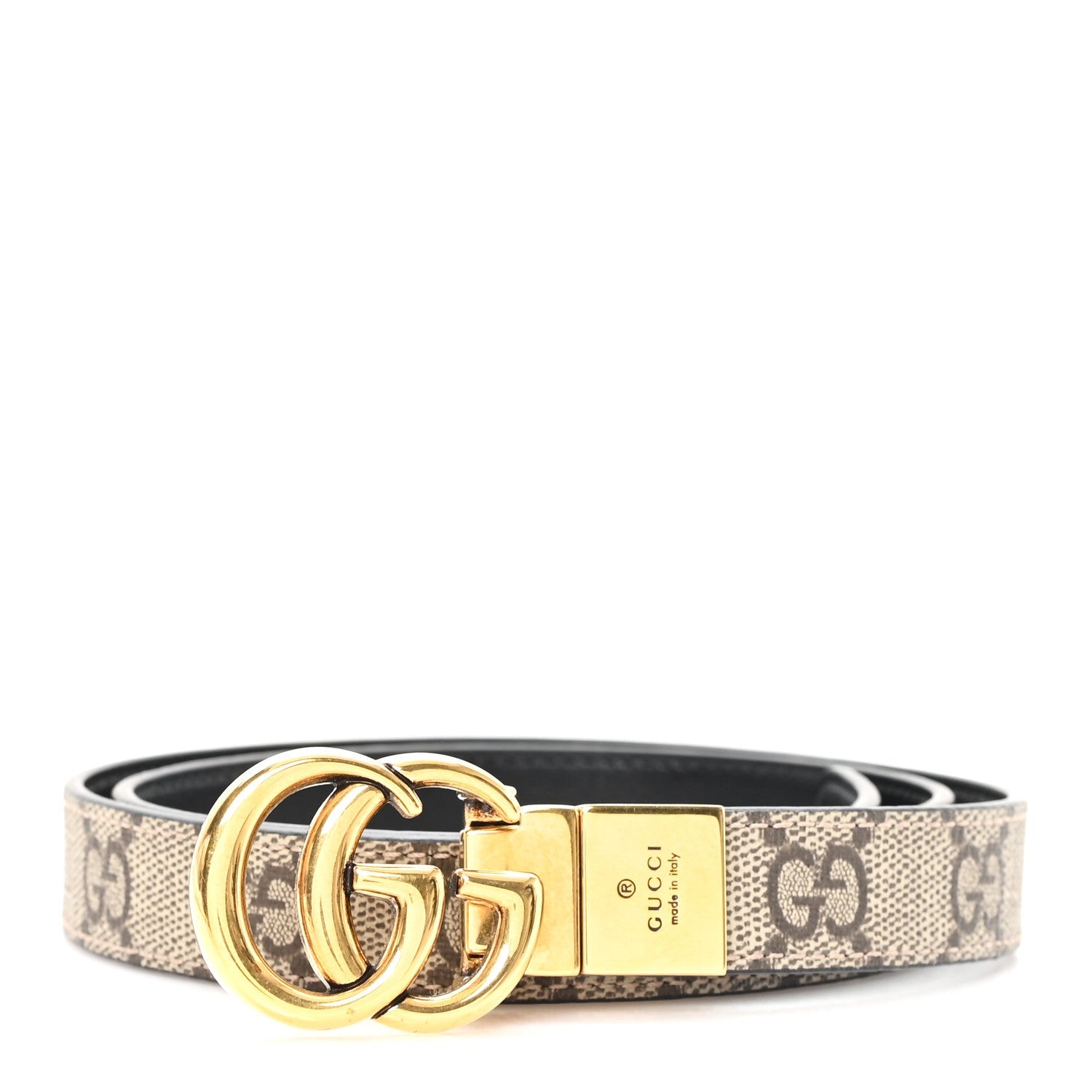 Calfskin GG Supreme Monogram Double G Reversible 20mm Belt 75 30 Beige Ebony Black