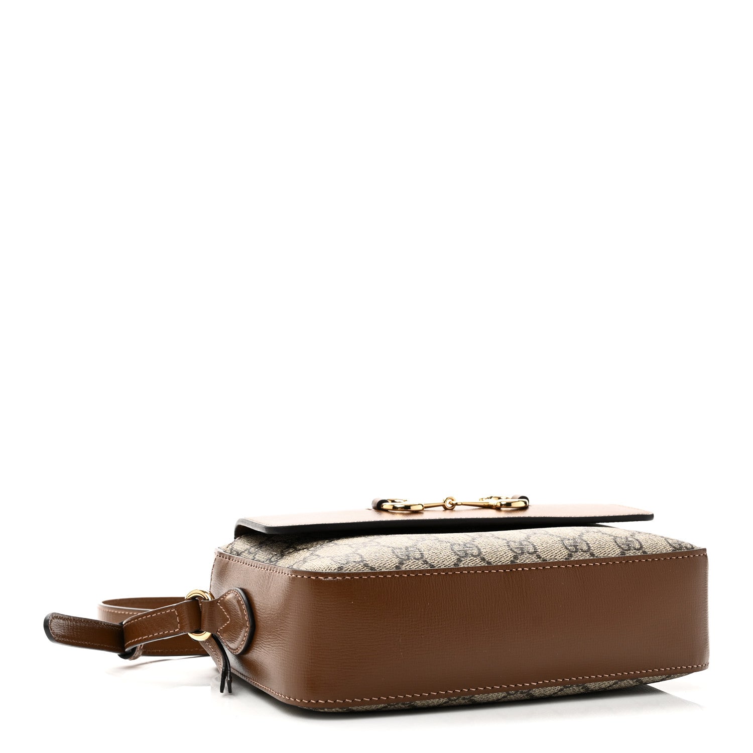 GG Supreme Monogram Small Horsebit 1955 Shoulder Bag Beige Brown Sugar