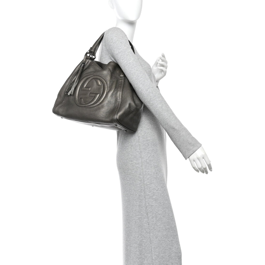Metallic Cellarius Calfskin Medium Soho Shoulder Bag Sasso