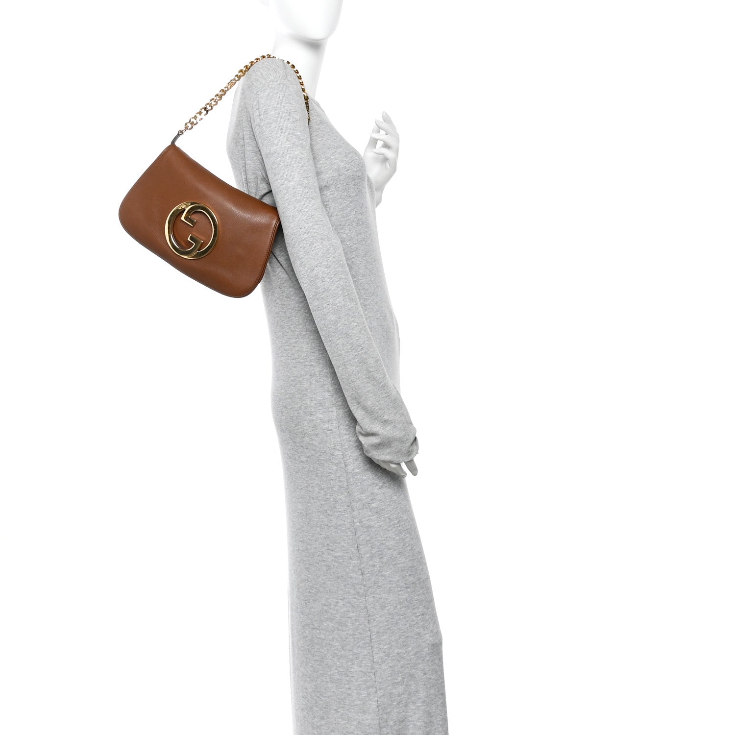 Roxy Calfskin Blondie Chain Shoulder Flap Bag Blondie Cognac