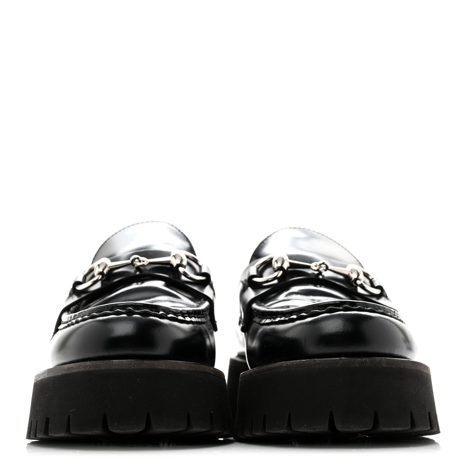 Cordovan Lux Womens Horsebit 45mm Platform Loafers 38.5 Black