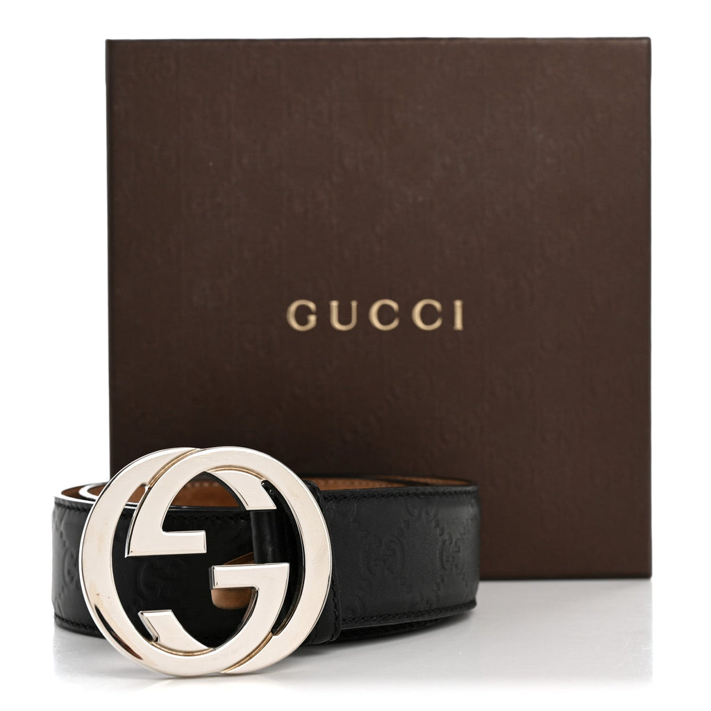 Guccissima Interlocking G Belt 85 34 Black