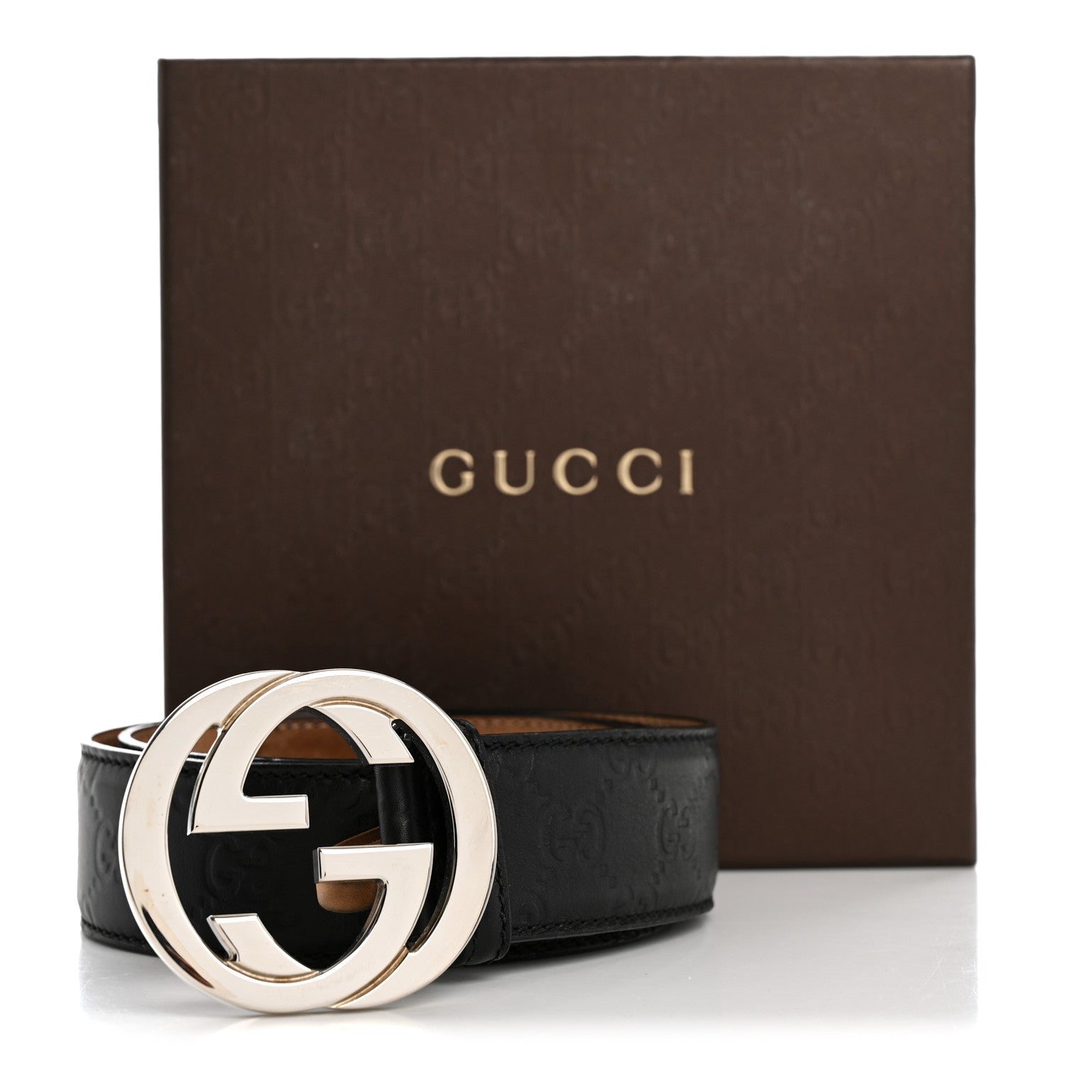 Guccissima Interlocking G Belt 85 34 Black