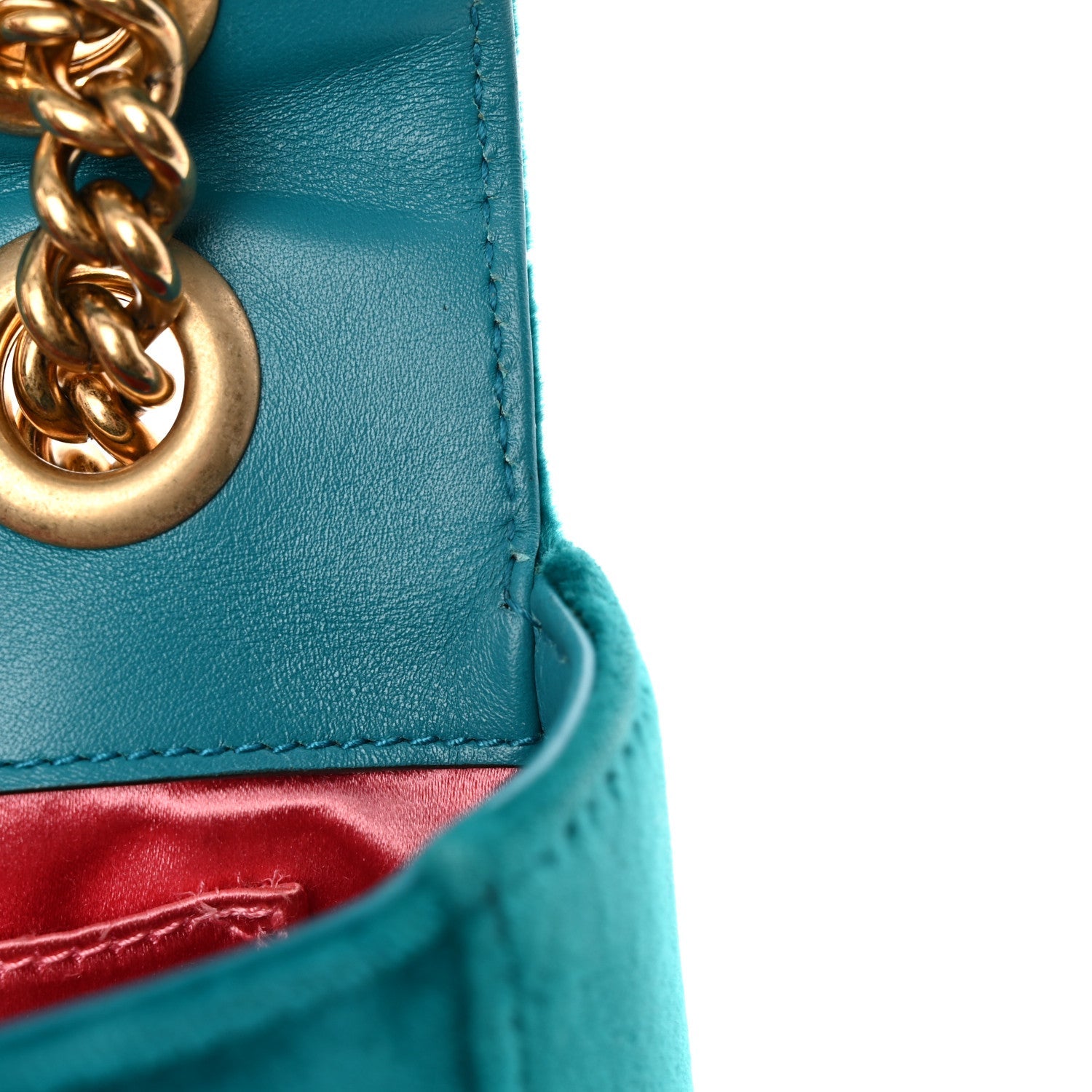 Velvet Matelasse Mini GG Marmont Shoulder Bag Pavone Cyan
