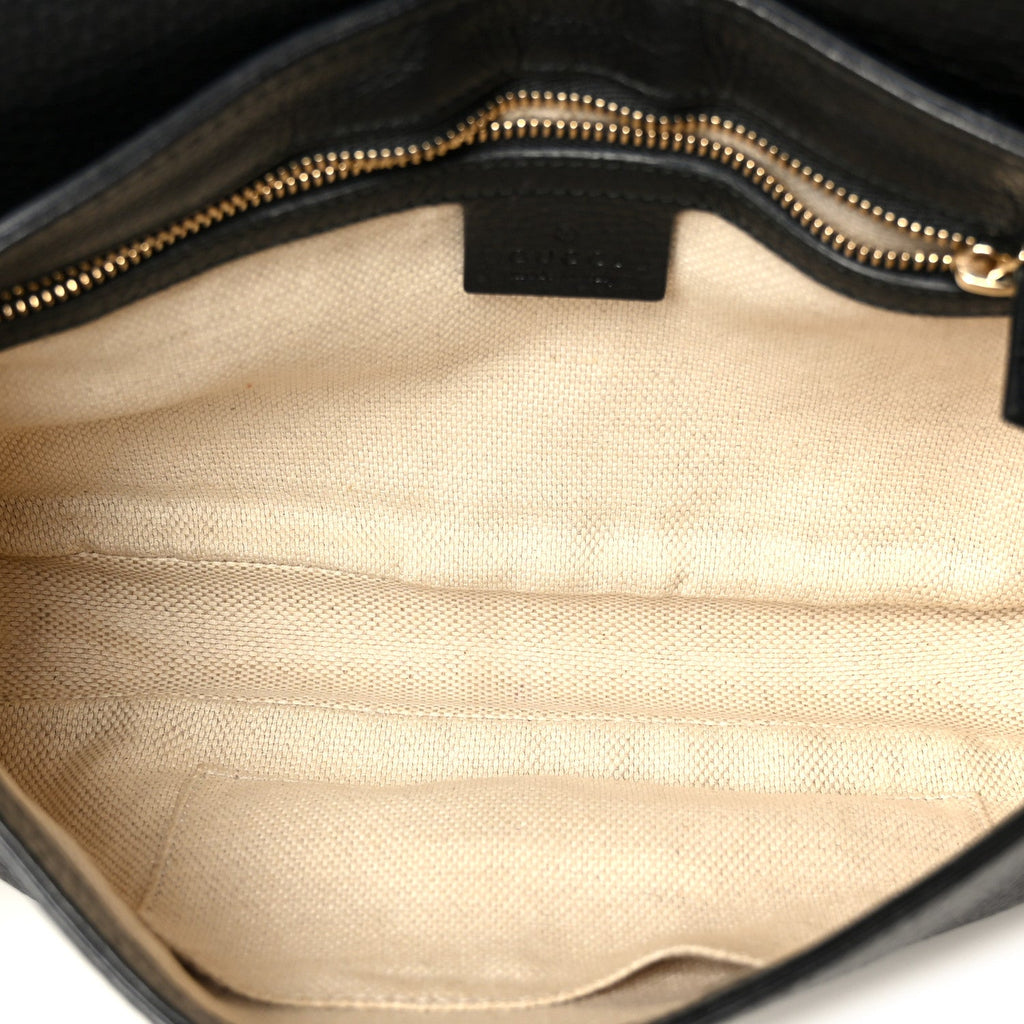 Pebbled Calfskin Medium Soho Flap Crossbody Black