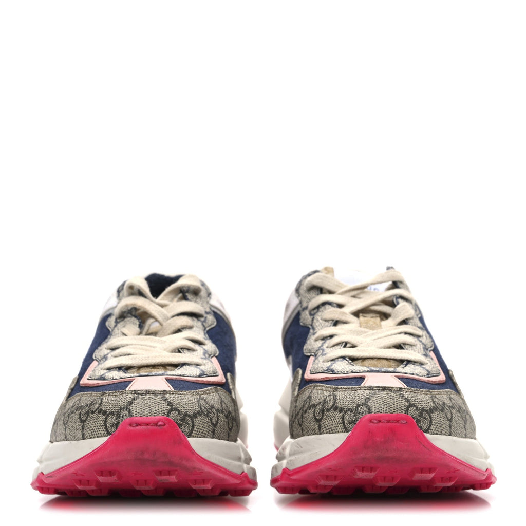 GG Supreme Monogram Mix Monogram Womens Rhyton Sneakers 36 London Blue Beige Pale Pink