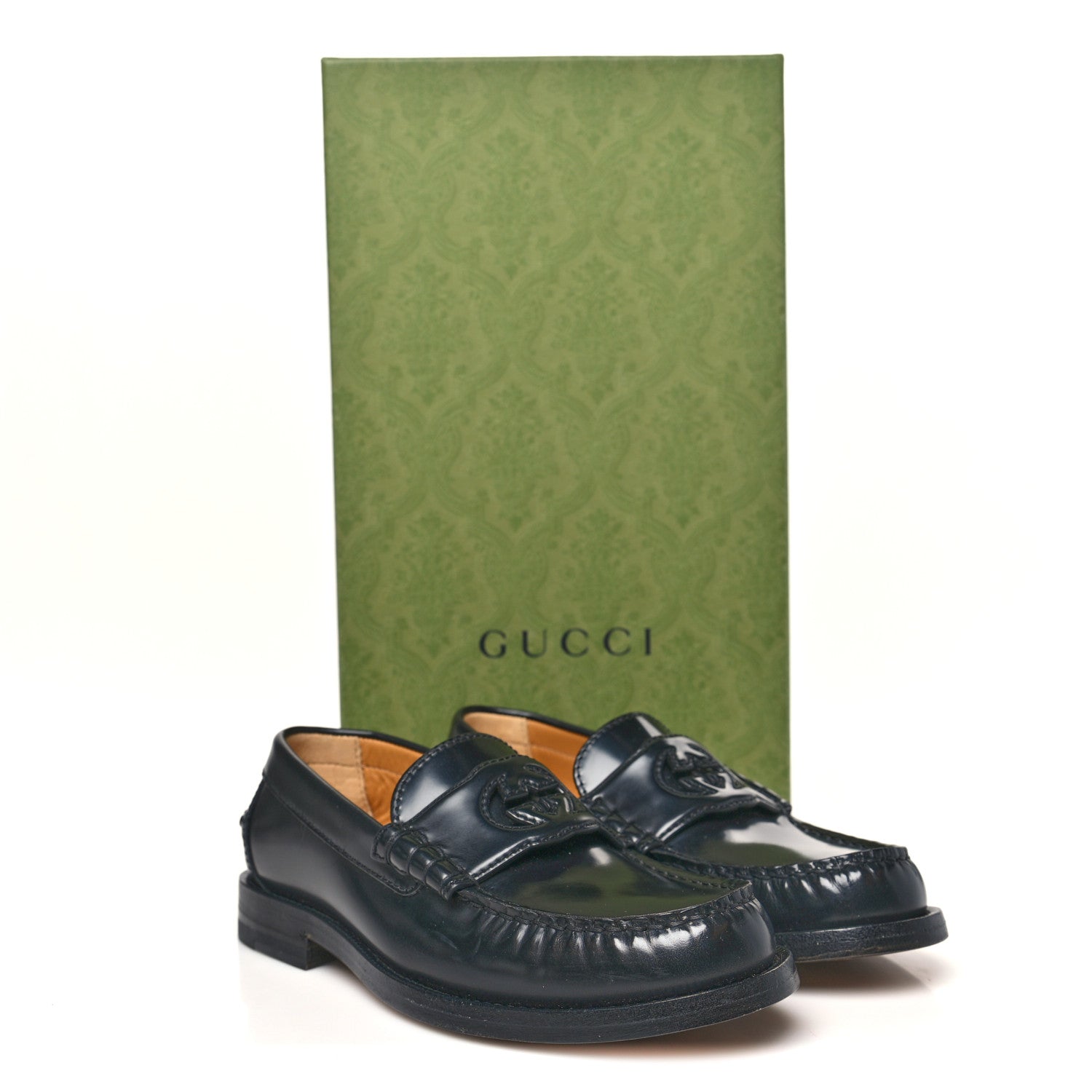 Millennial Ribot Cut Out Interlocking G Loafers 35.5 Black
