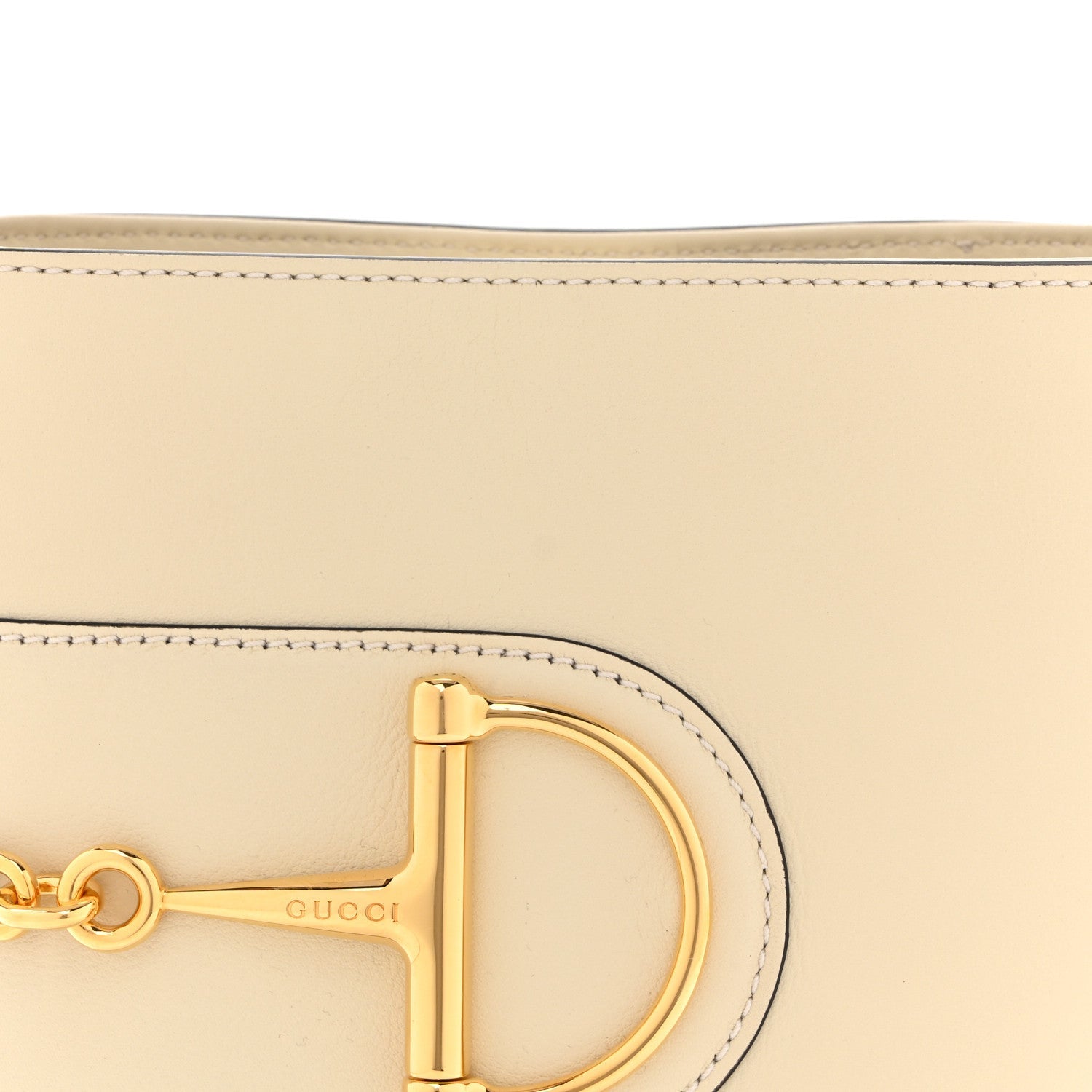 Arabella Calfskin Horsebit 73 Mini Bucket Bag White