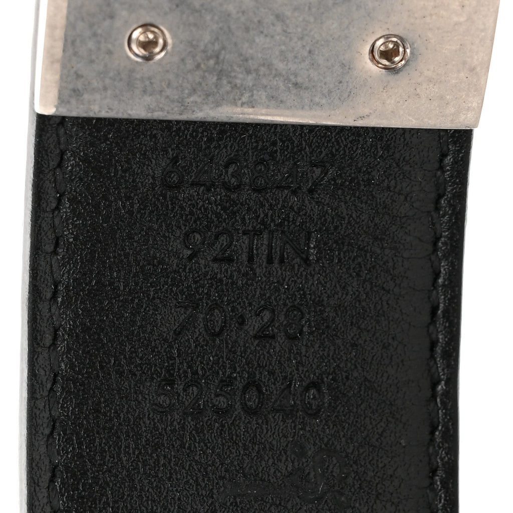 GG Supreme Monogram Plutone Calfskin Palladium Double G Reversible 30mm Belt 70 28 Black