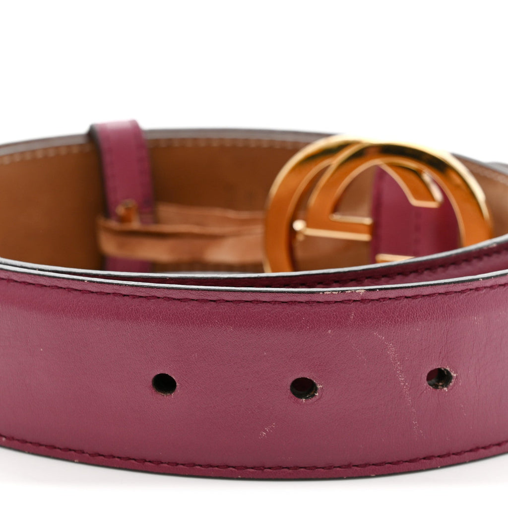 Moon Calfskin Interlocking G 37mm Belt 80 32 Glossy Pink