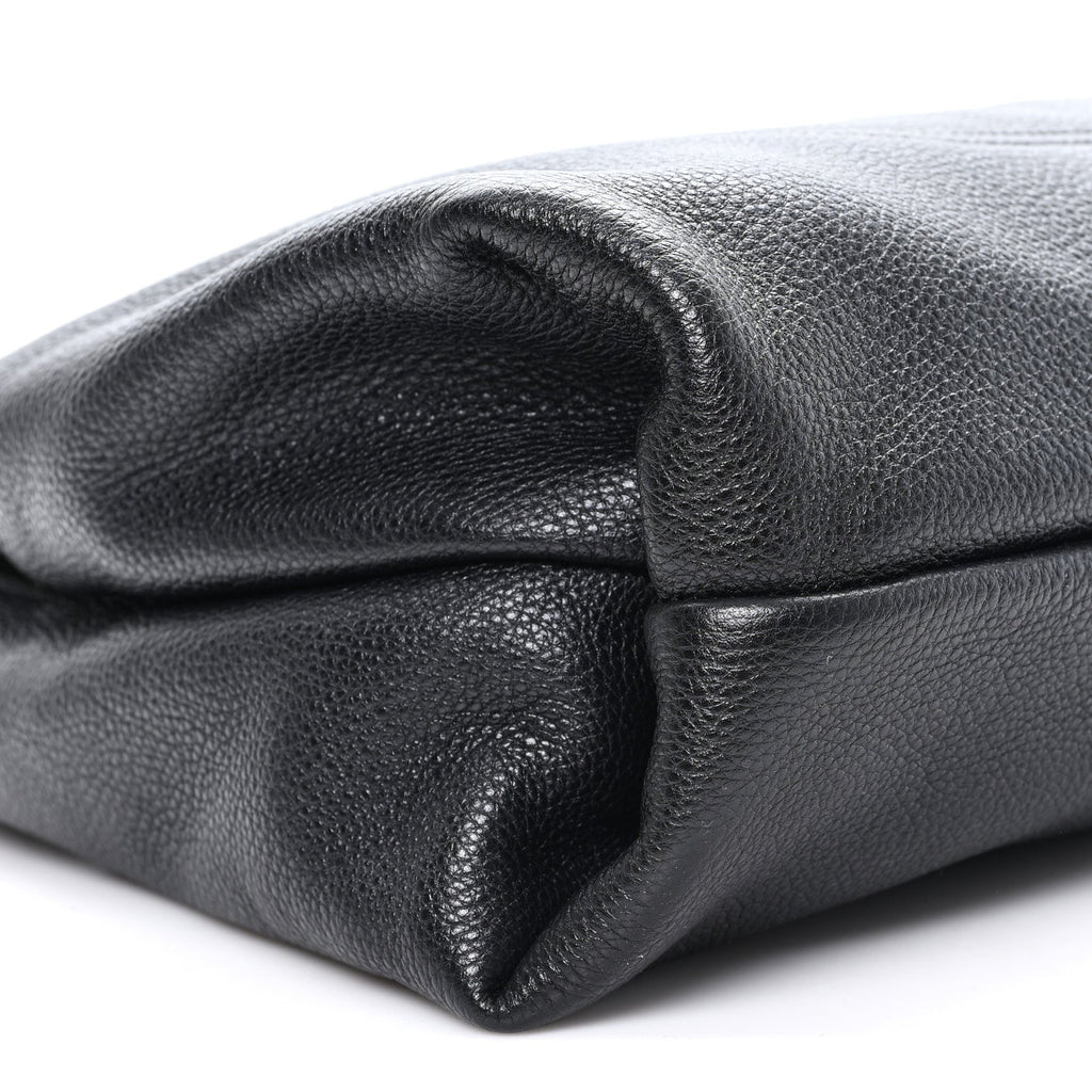Grained Calfskin Softbit Maxi Shoulder Bag Black
