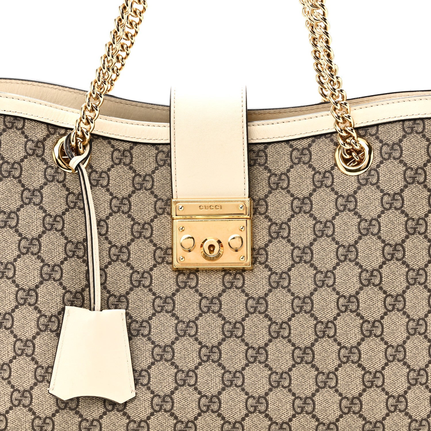 GG Supreme Monogram Medium Padlock Tote White