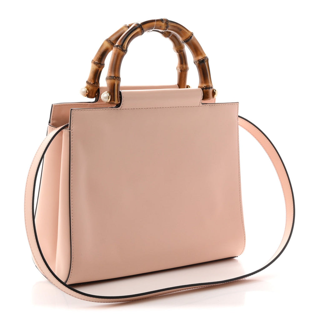 Nappa Bamboo Small Nymphaea Top Handle Bag  Perfect Pink