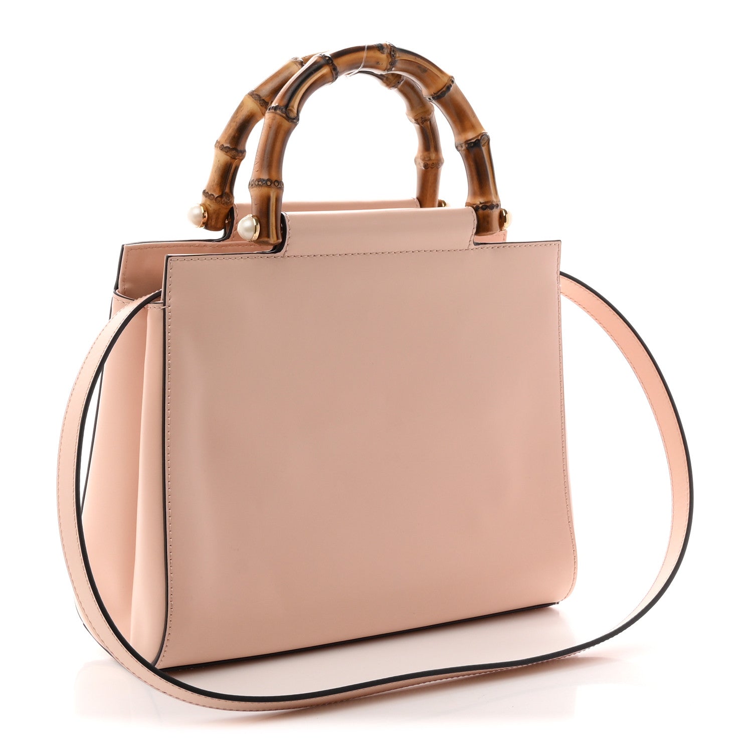 Nappa Bamboo Small Nymphaea Top Handle Bag  Perfect Pink