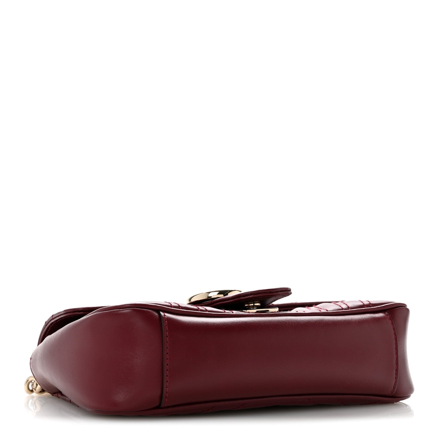 Calfskin Matelasse Mini GG Marmont Shoulder Bag Rosso Ancora