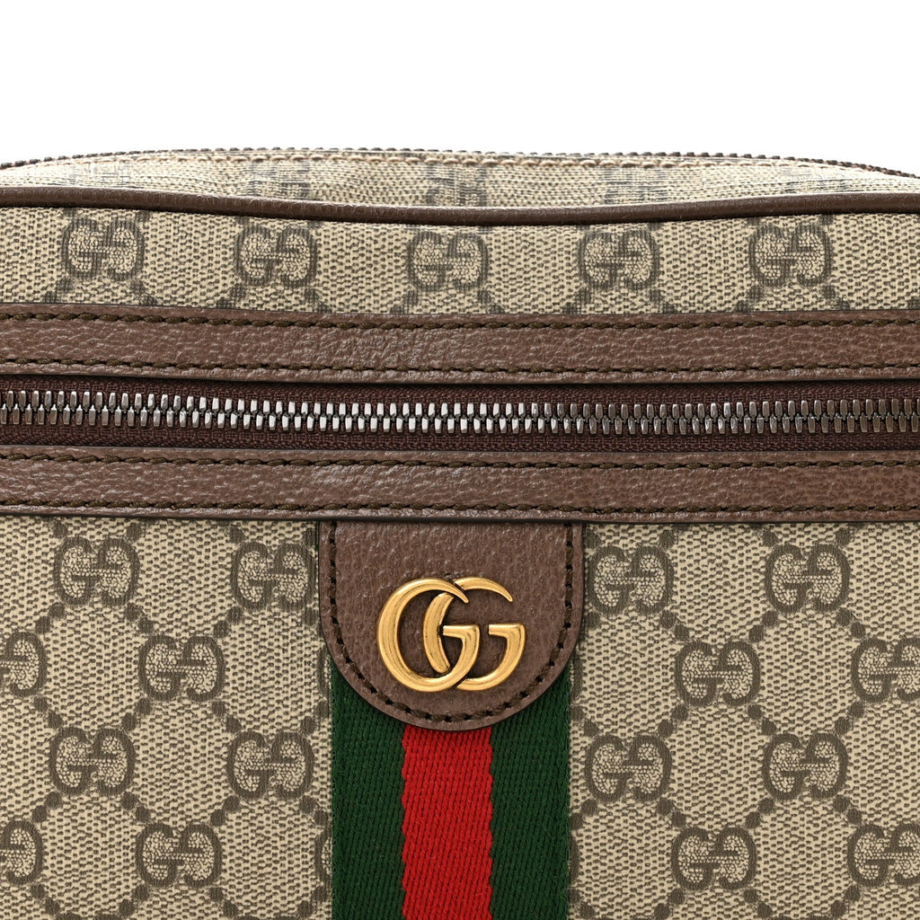 Soft GG Supreme Monogram Medium Ophidia Belt Bag Dark Brown