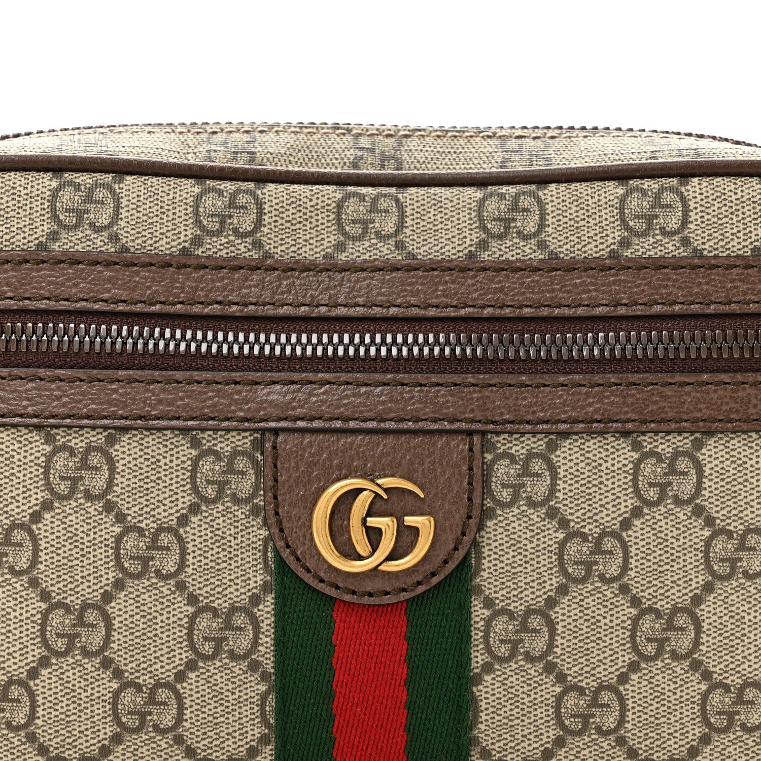 Soft GG Supreme Monogram Medium Ophidia Belt Bag Dark Brown