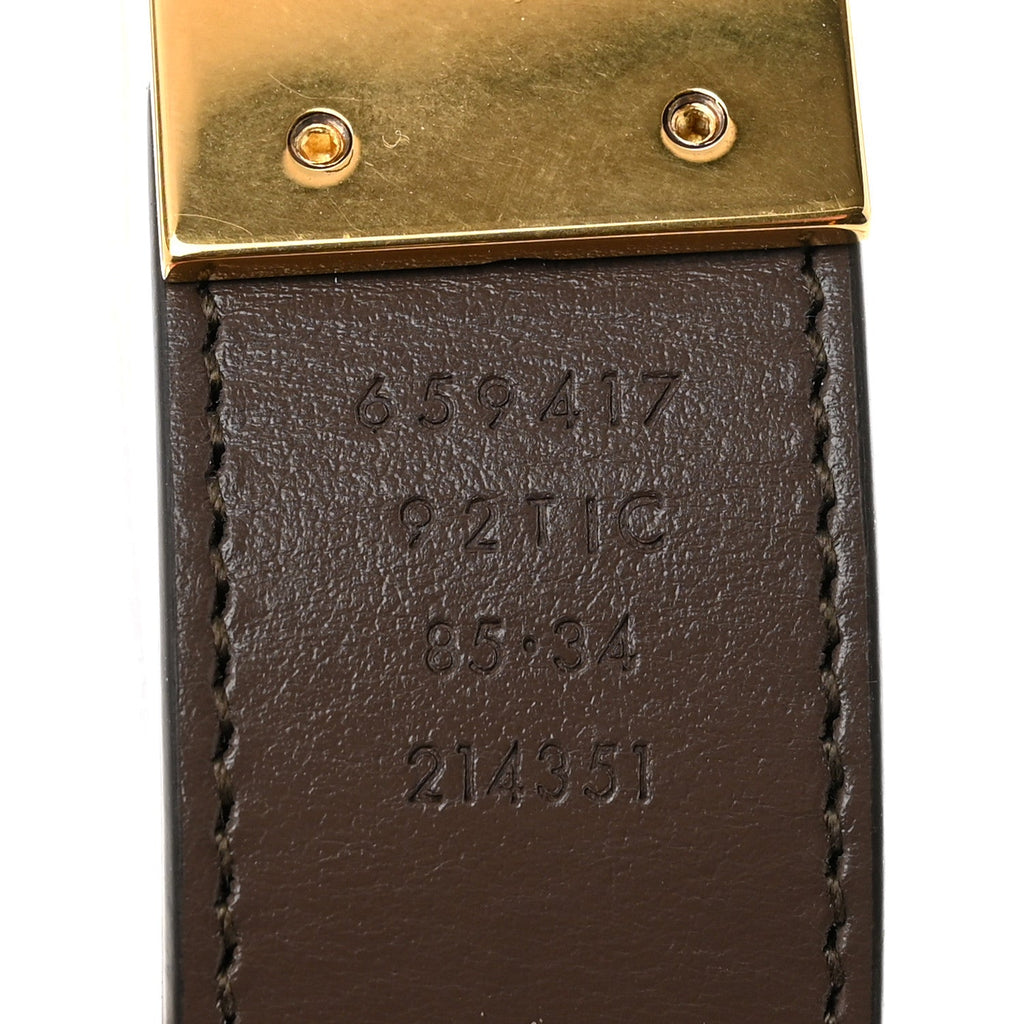 GG Supreme Monogram Plutone Calfskin Double G Reversible 30mm Belt 85 34 Beige Ebony Brown