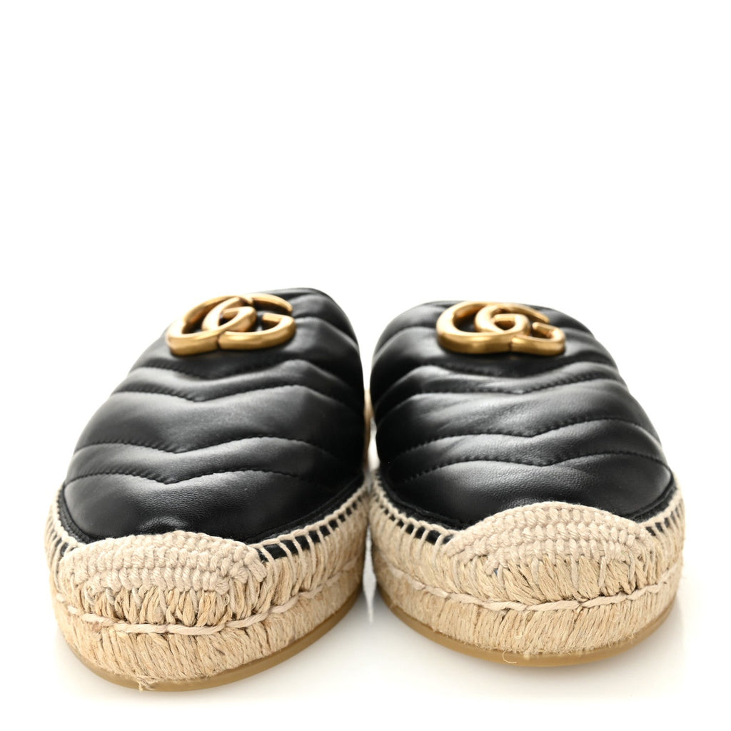 Nappa Matelasse GG Marmont Espadrille Slippers 36 Black