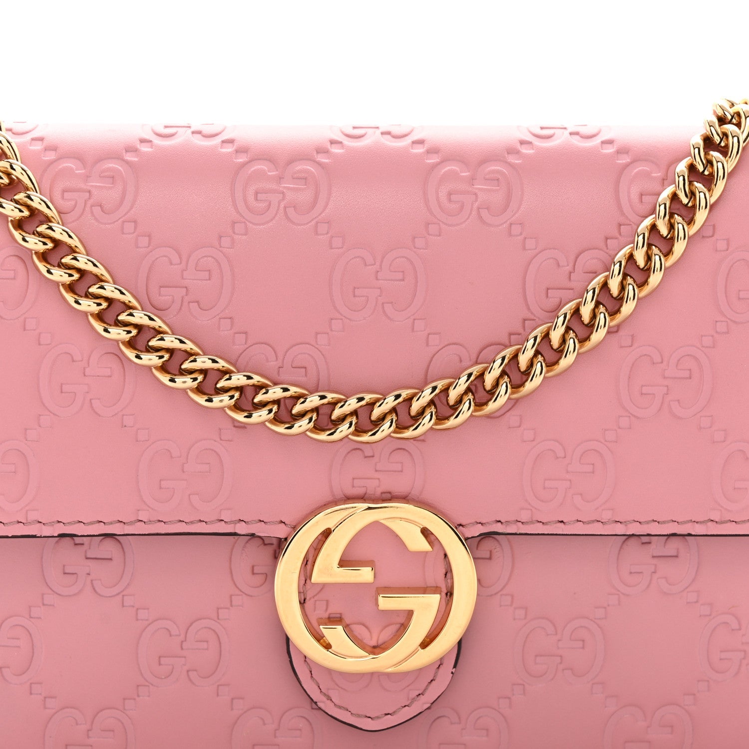 Guccissima Icon Chain Wallet Carmine Rose