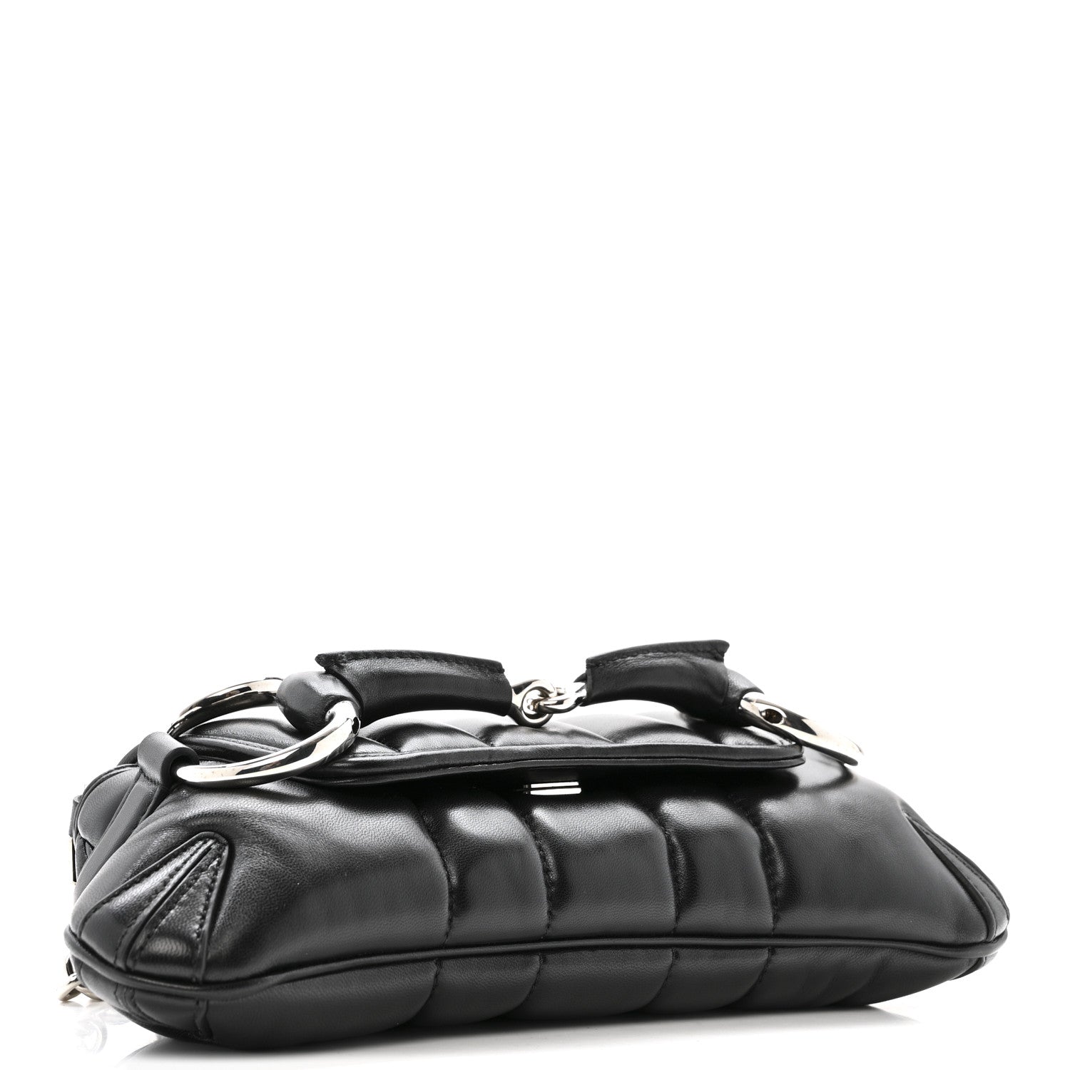 Nappa Vertical Matelasse Small Maxi Horsebit Chain Shoulder Bag Black