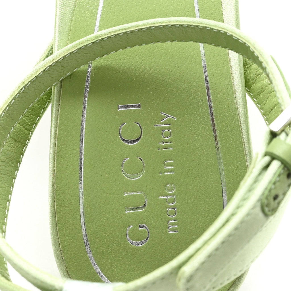 Satin Crystal Horsebit Sandal Pumps 36.5