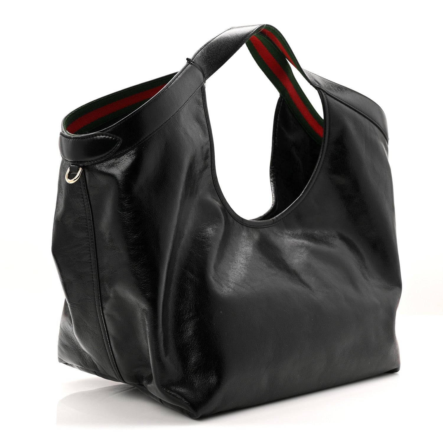 Soft Glossy Calfskin Large Giglio Tote Black