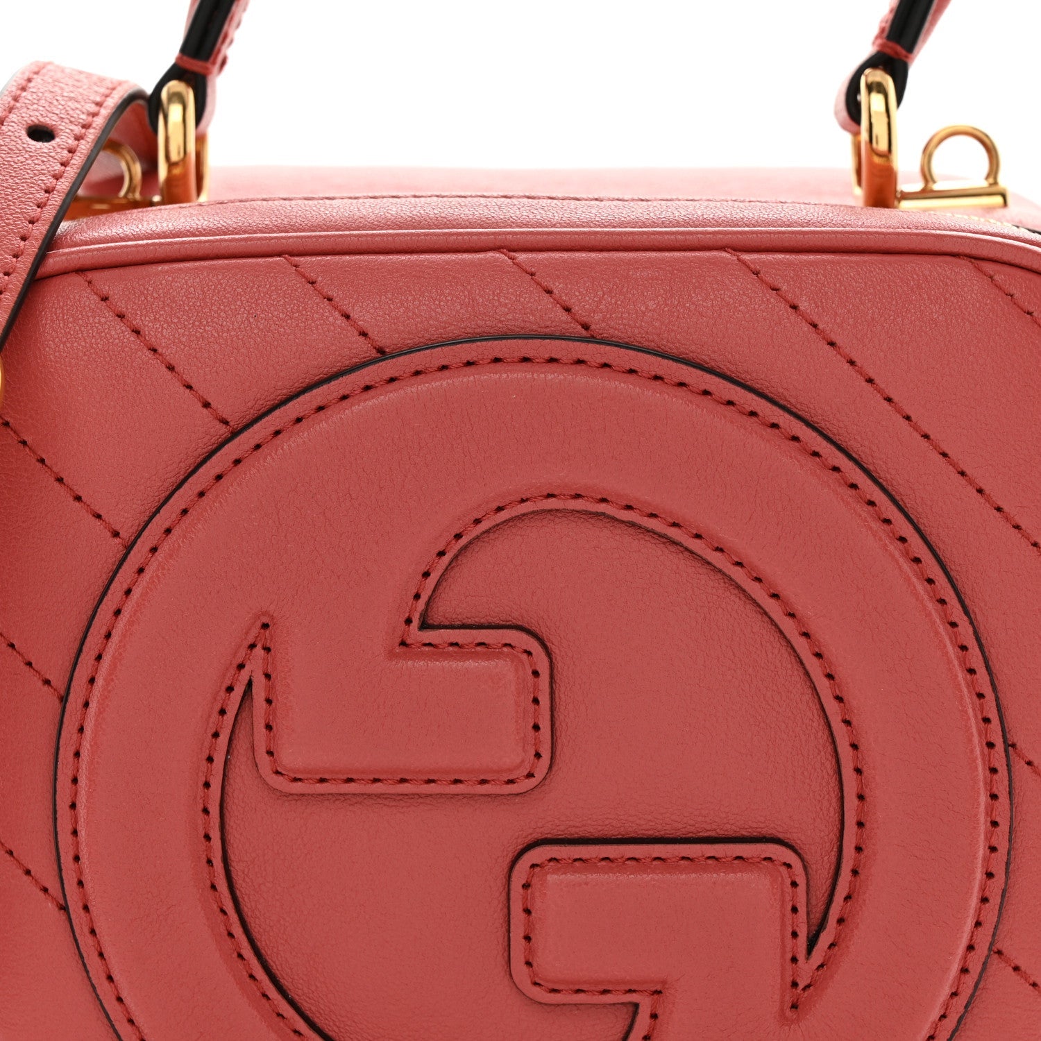 Sakai Be Green Calfskin Diagonal Stitched Blondie Top Handle Bag Pink