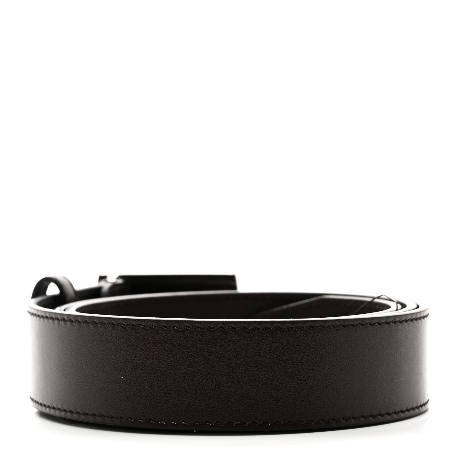 Plutone Calfskin Plaque GG 30mm Belt 85 34 Cocoa