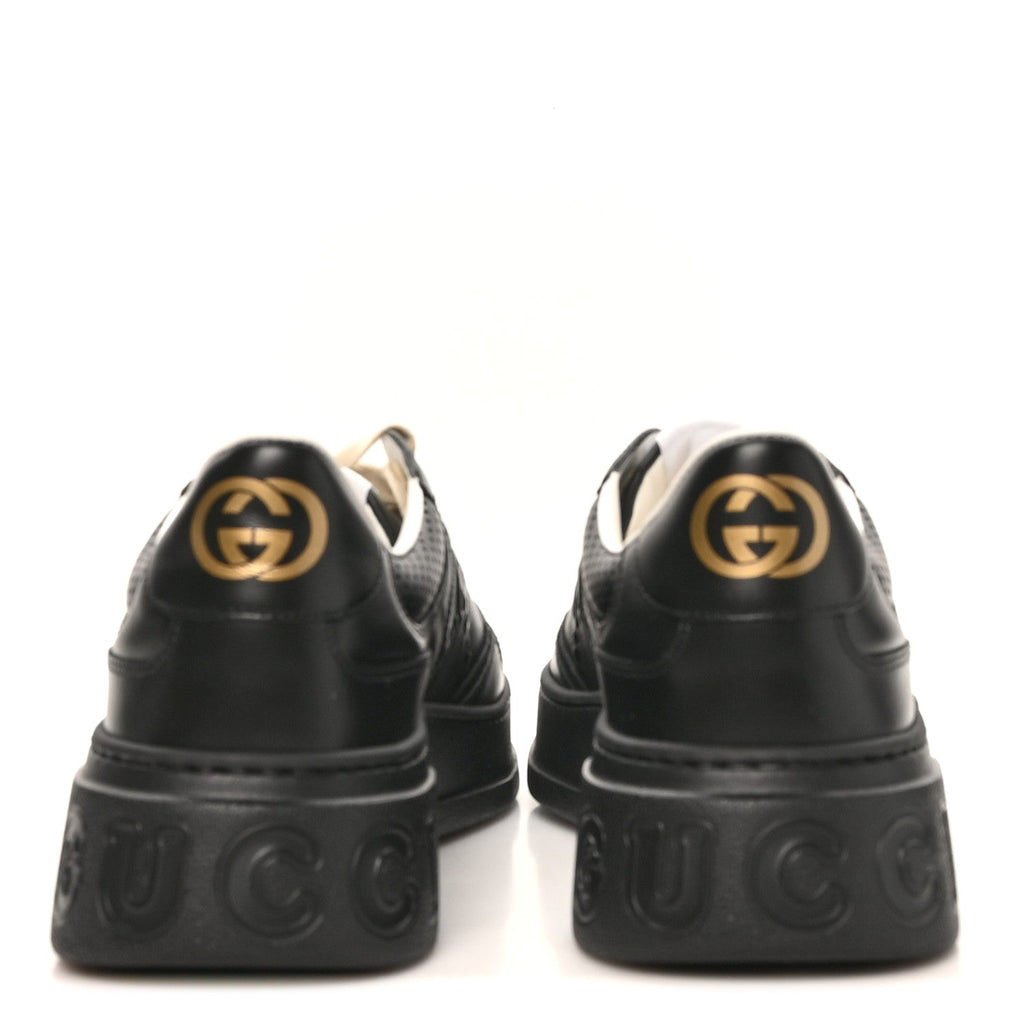 Calfskin GG Tennis Embossed Perforated Mens Interlocking G 55mm Sneakers 11.5 Black