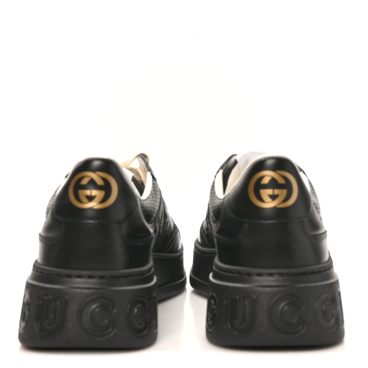 Calfskin GG Tennis Embossed Perforated Mens Interlocking G 55mm Sneakers 11.5 Black