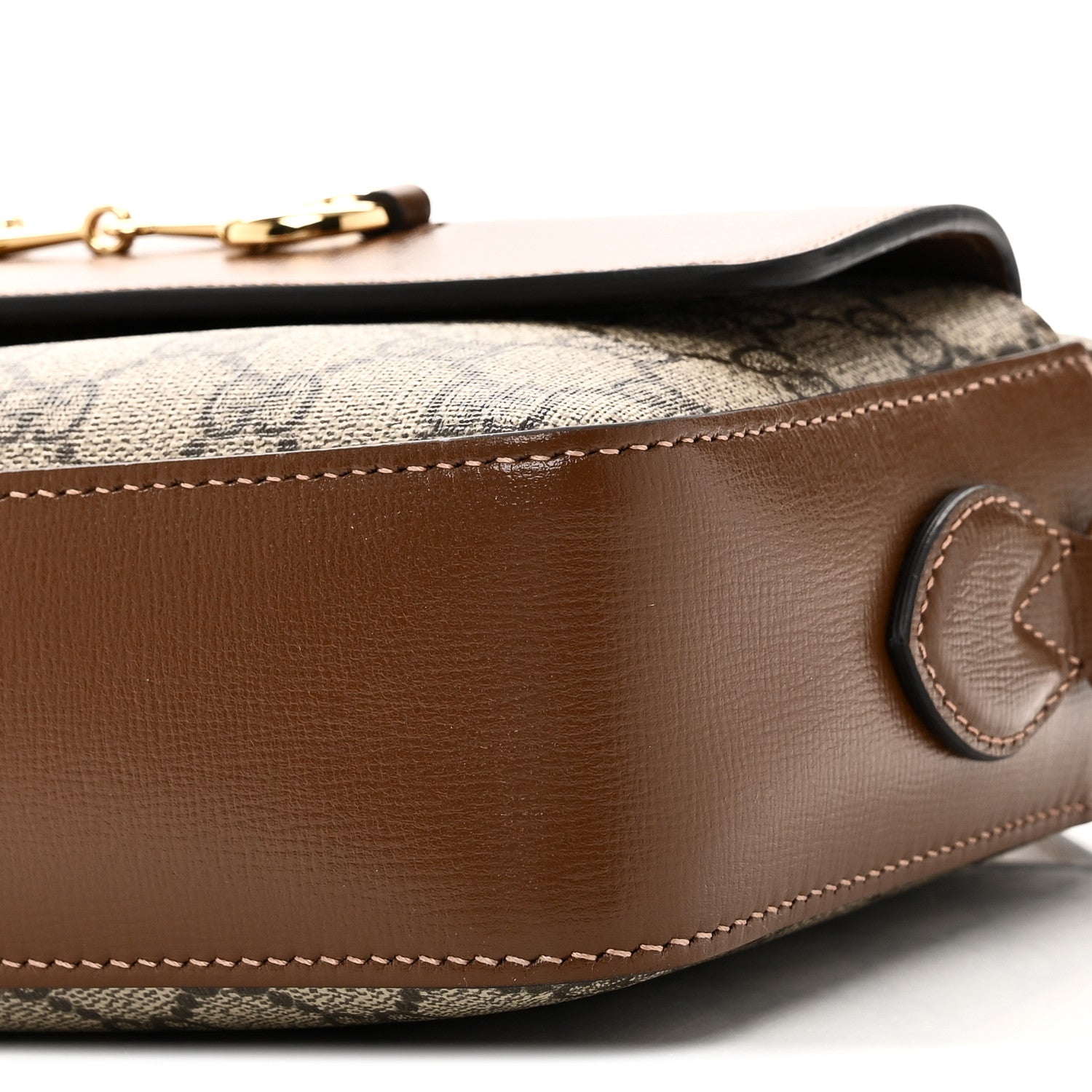GG Supreme Monogram Small Horsebit 1955 Shoulder Bag Beige Brown Sugar
