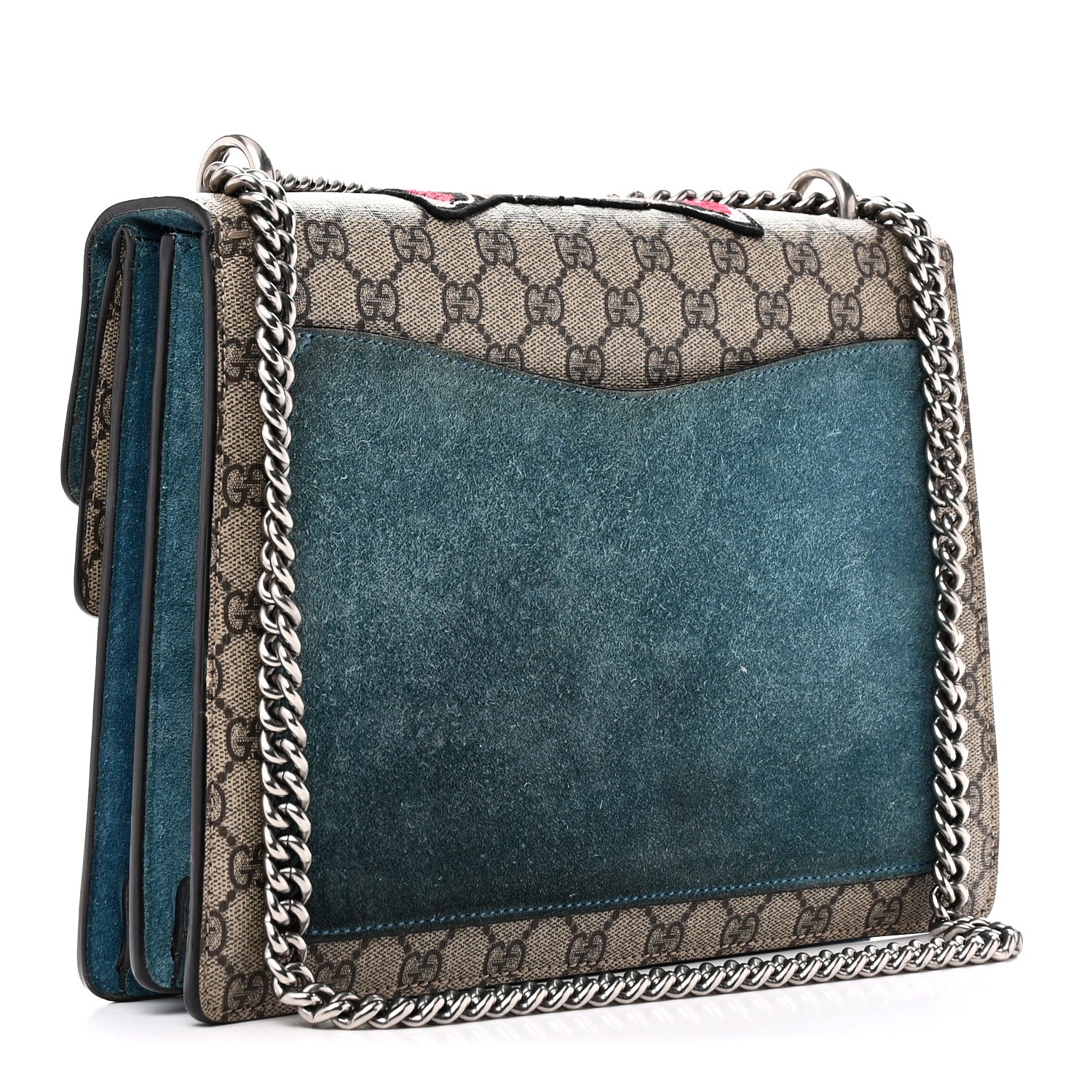 GG Supreme Monogram Angry Cat Embroidered Medium Dionysus Shoulder Bag Beige Ultramarine