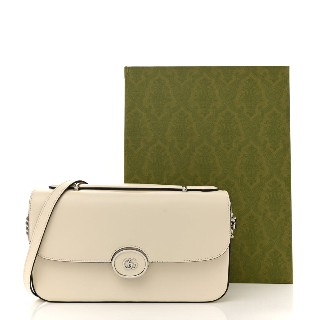 Senna Calfskin Petite GG Top Handle Shoulder Bag Mystic White