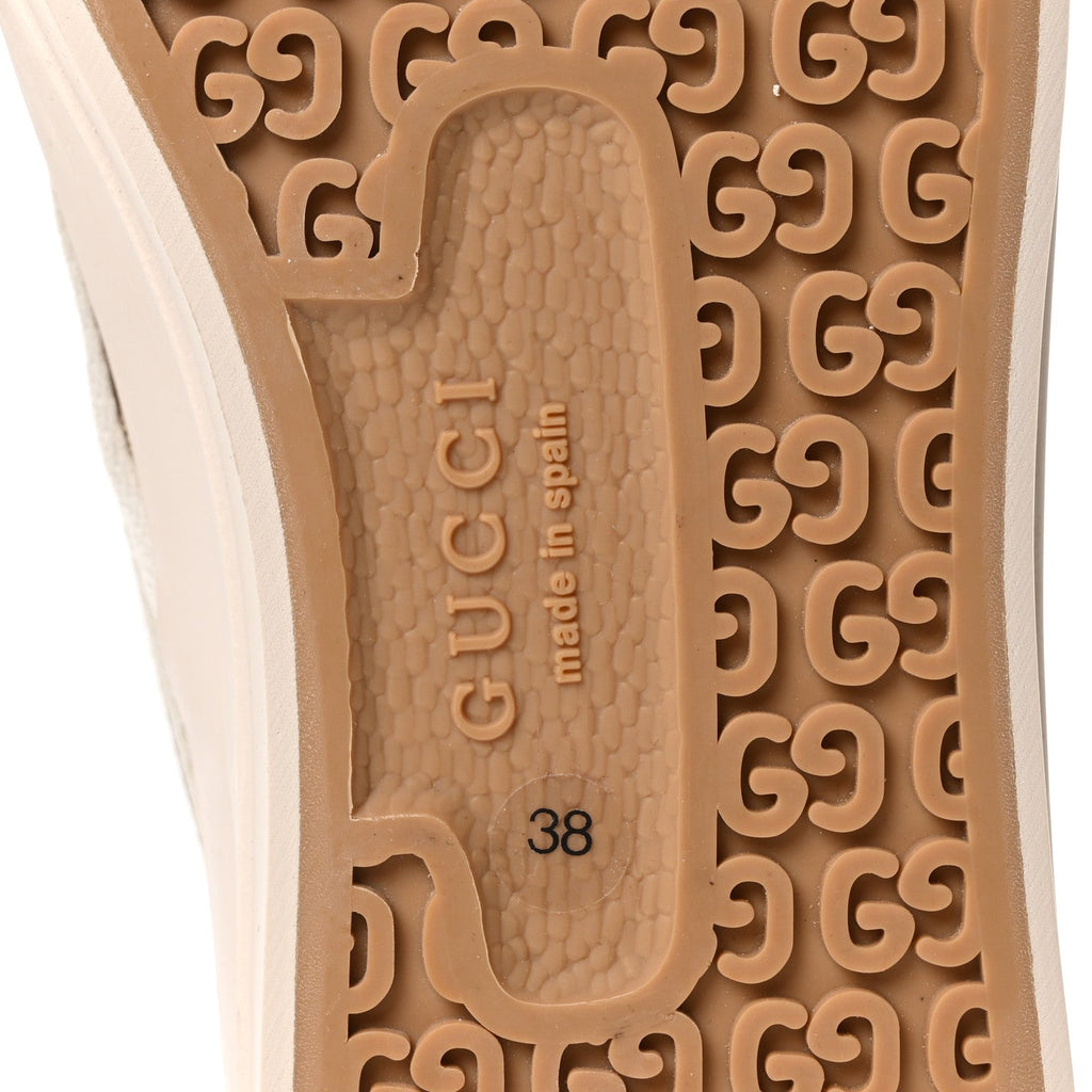 New Canvas GG Monogram Womens Slip On 30mm Sneakers 38 Beige Ebony Mystic White