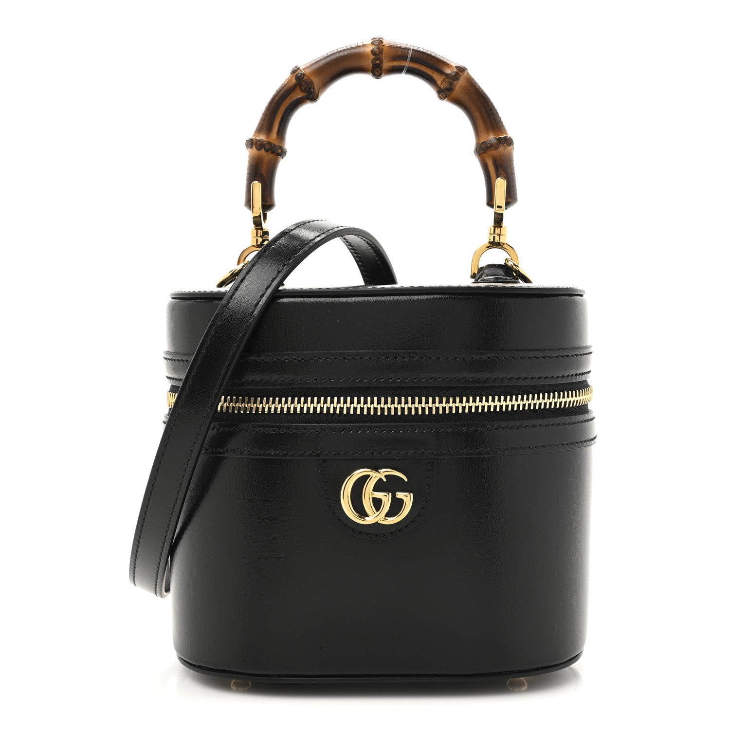 Calfskin Mini Bamboo Top Handle Shoulder Bag Black