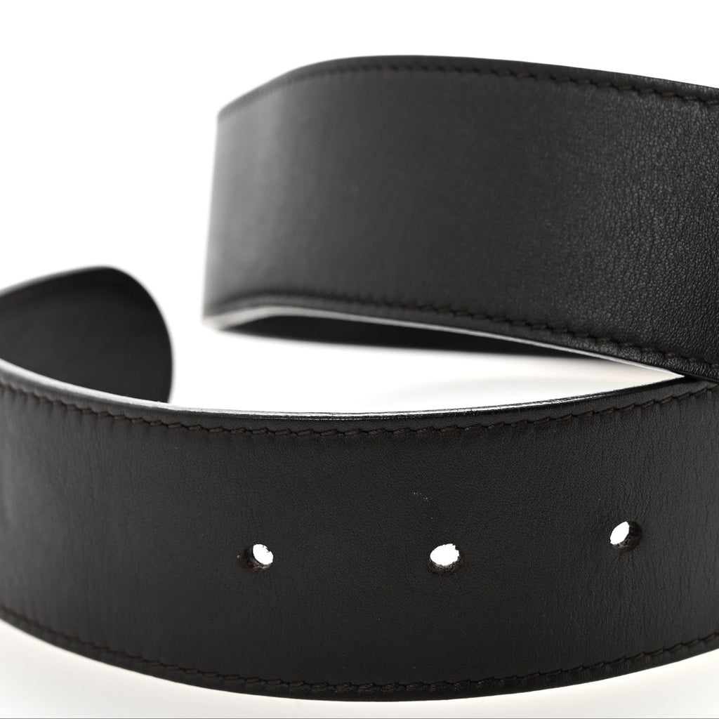 Moon Calfskin Nickel Double G 40mm Belt 85 34 Dark Cocoa