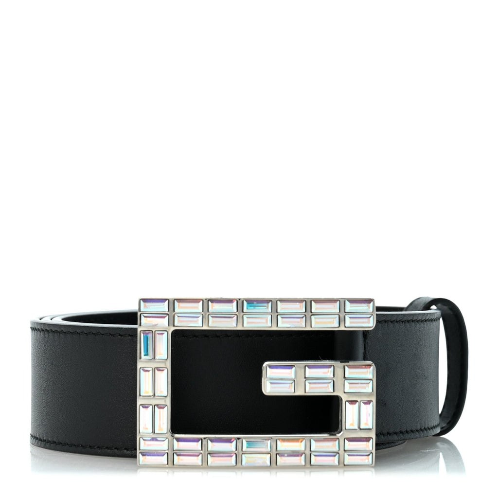 Calfskin Crystal Square G Madelyn Belt 85 34 Black