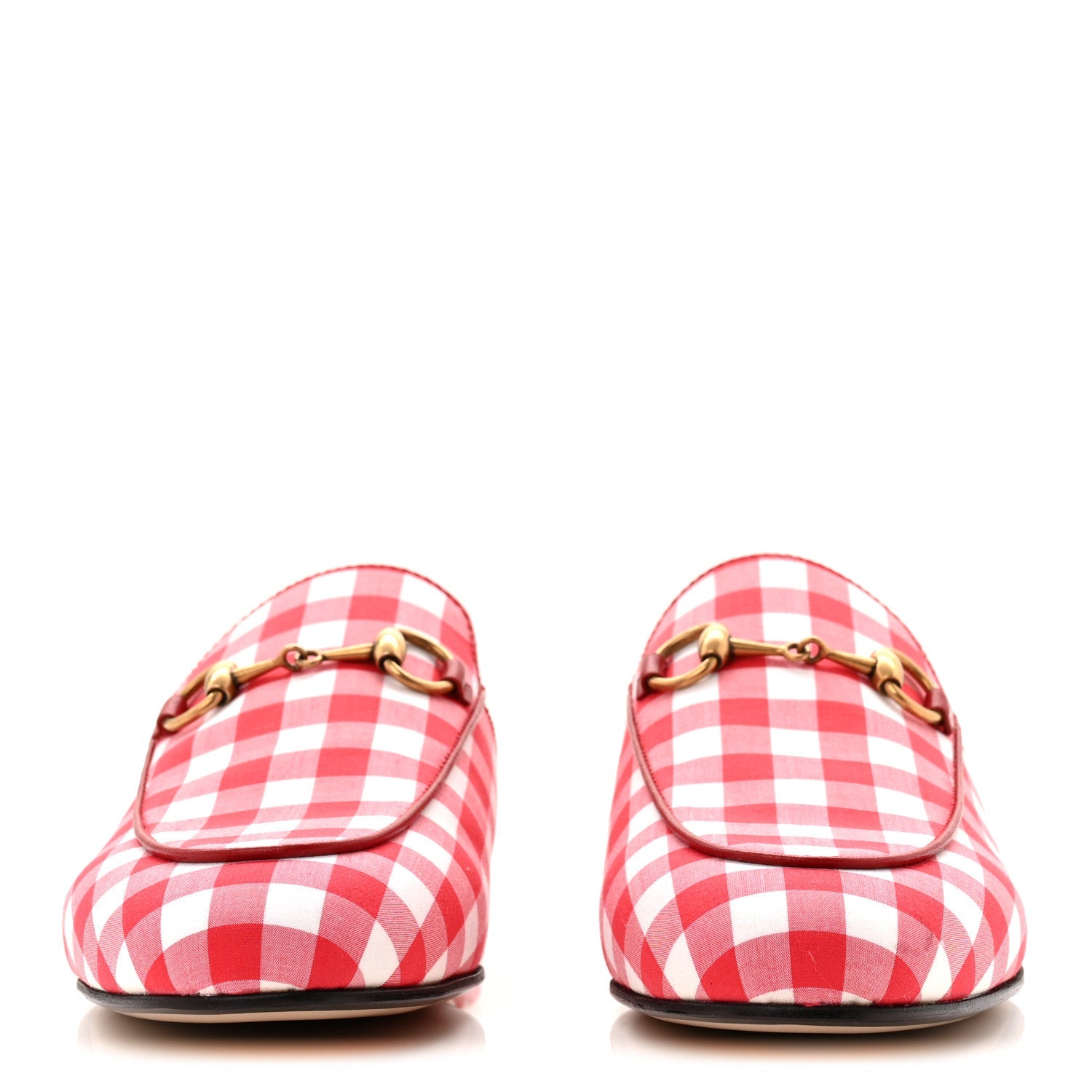 Cotton Gingham Womens Princetown Slippers 36 White Red