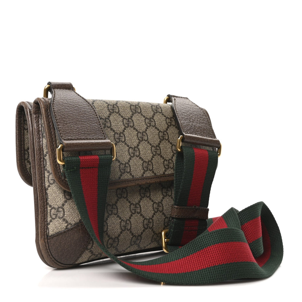 GG Supreme Monogram Web Small Neo Vintage Double Flap Messenger Bag Beige New Acero