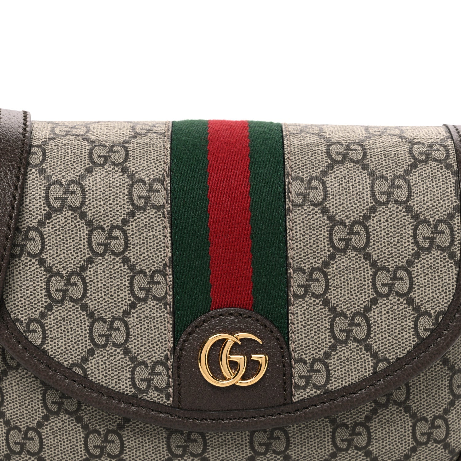 GG Supreme Monogram Textured Dollar Calfskin Mini Ophidia Flap Shoulder Bag Beige Ebony New Acero