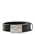 Plutone Calfskin Plaque GG 30mm Belt 80 32 Black