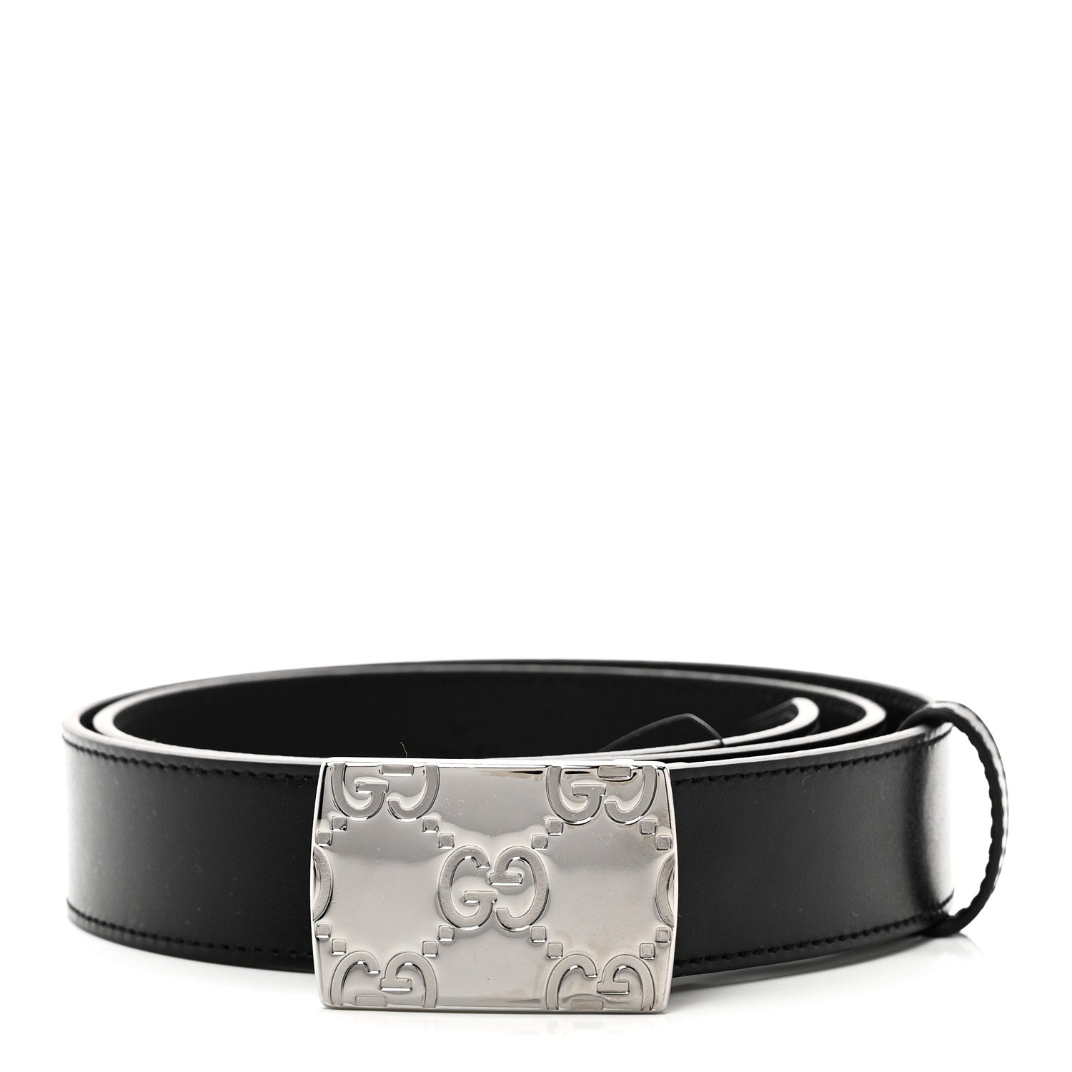 Plutone Calfskin Plaque GG 30mm Belt 80 32 Black