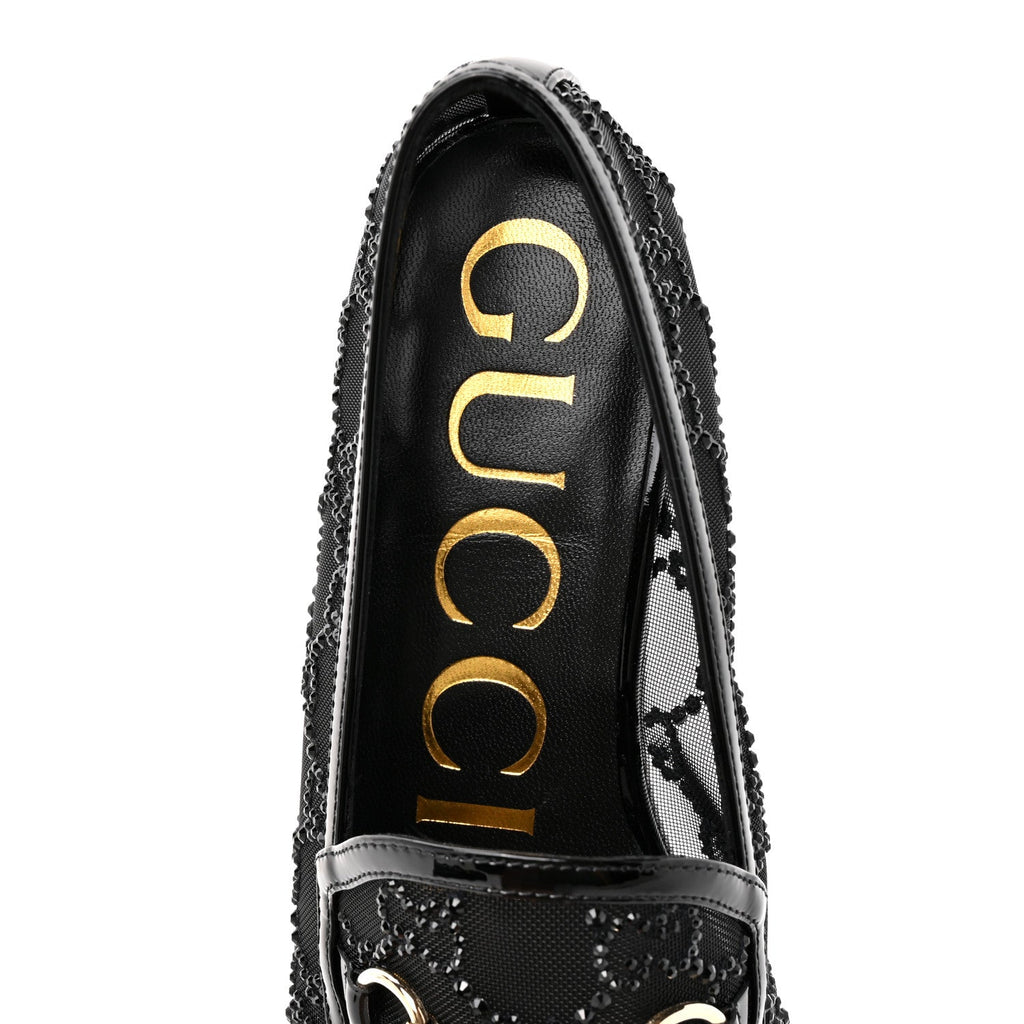 Tela Retino Kid Scamosciato Crystal GG Monogram Jordaan Loafer 35.5 Black