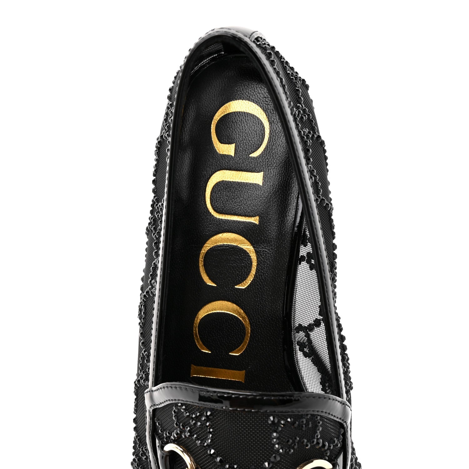 Tela Retino Kid Scamosciato Crystal GG Monogram Jordaan Loafer 35.5 Black