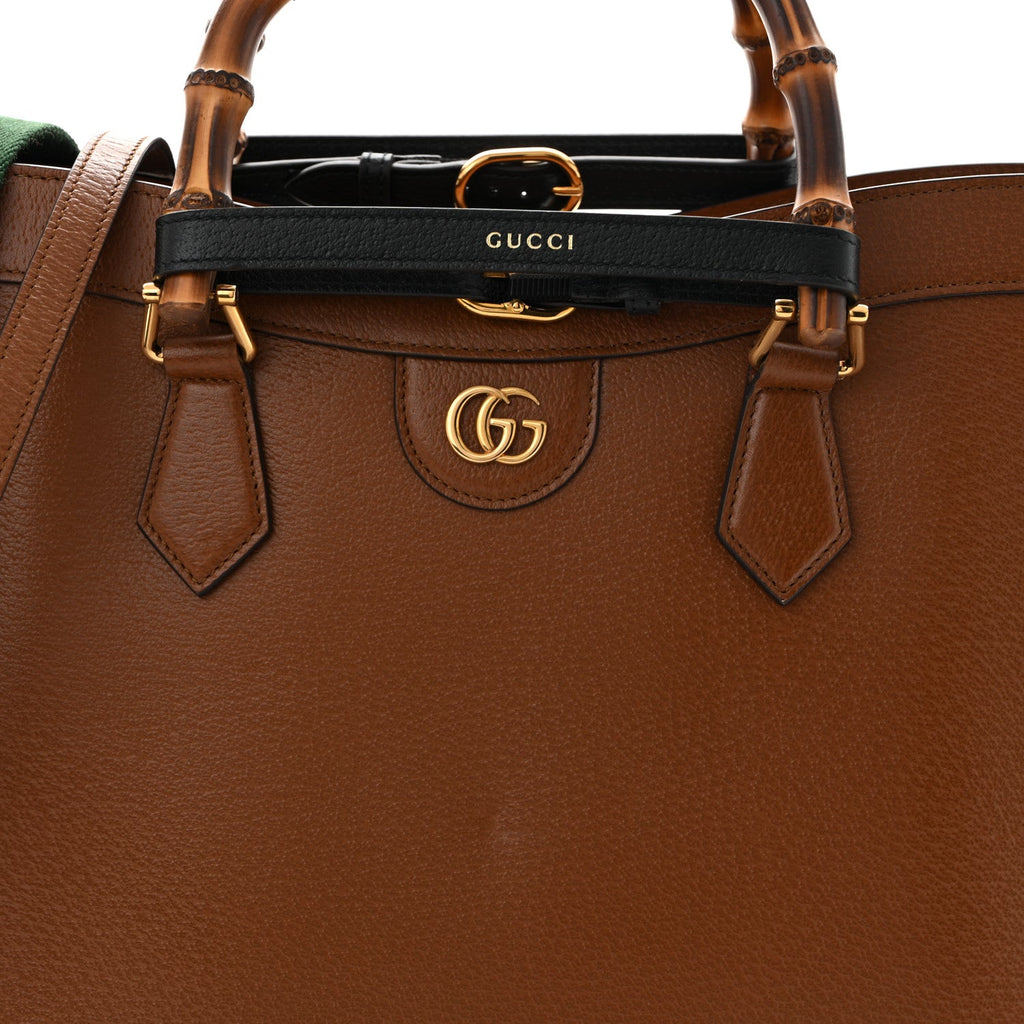 Textured Dollar Calfskin Medium Diana Tote Bag Cuir Black