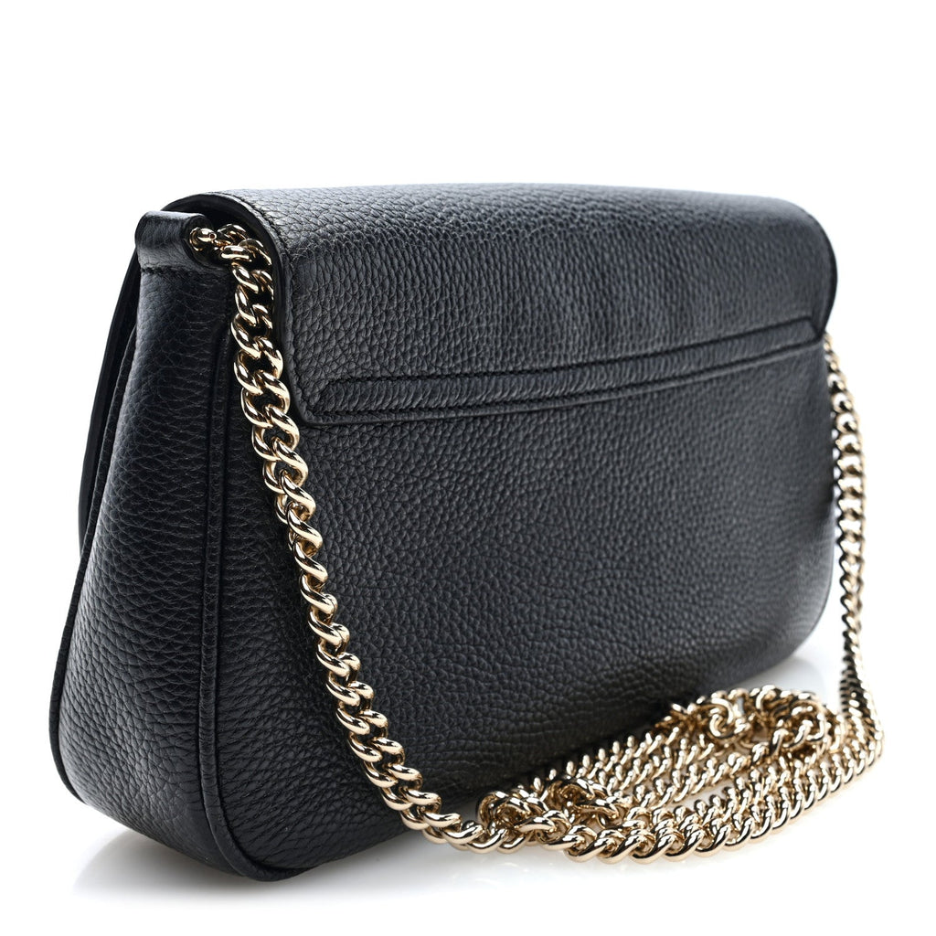 Pebbled Calfskin Medium Soho Flap Crossbody Black