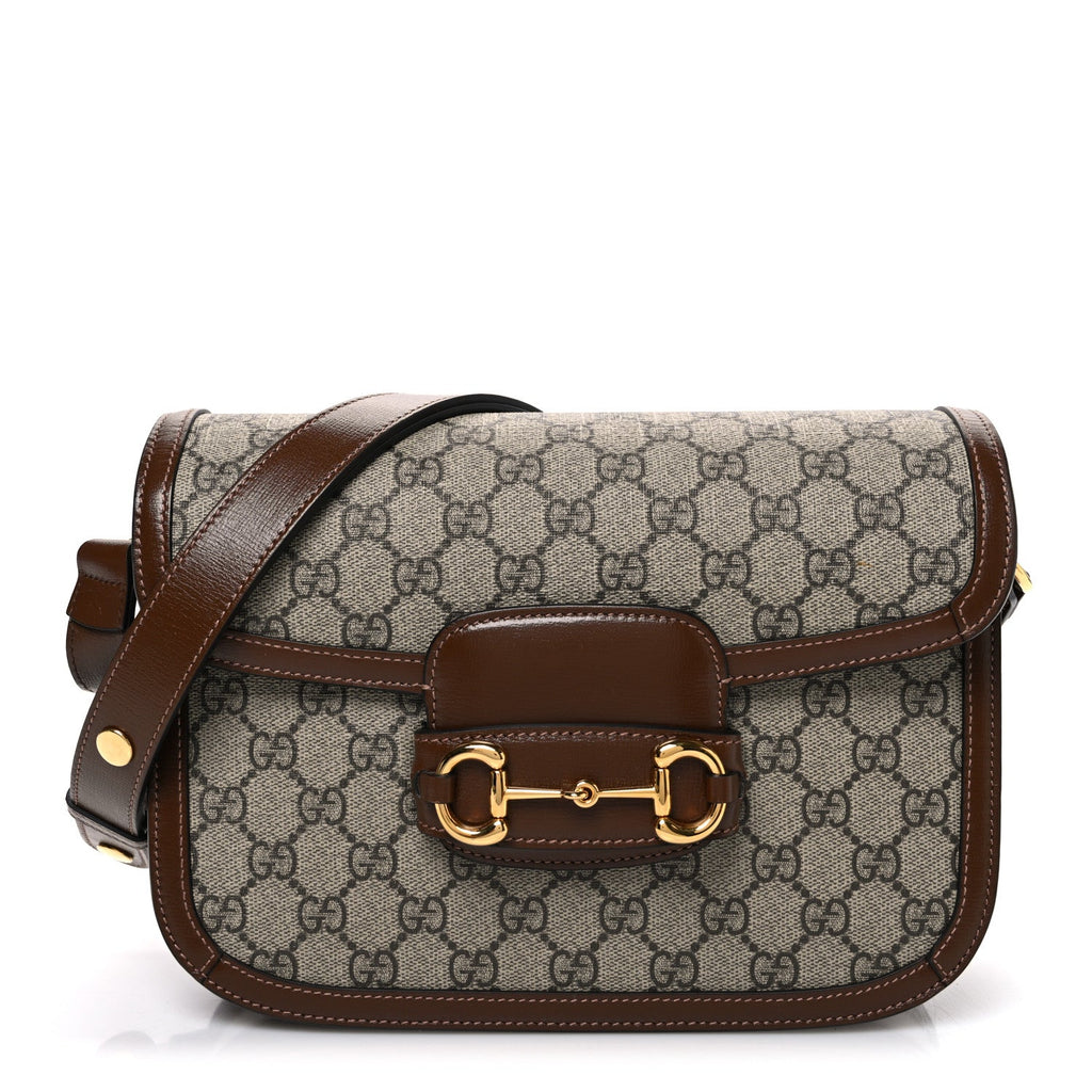 GG Supreme Monogram Horsebit 1955 Shoulder Bag Beige Brown Sugar